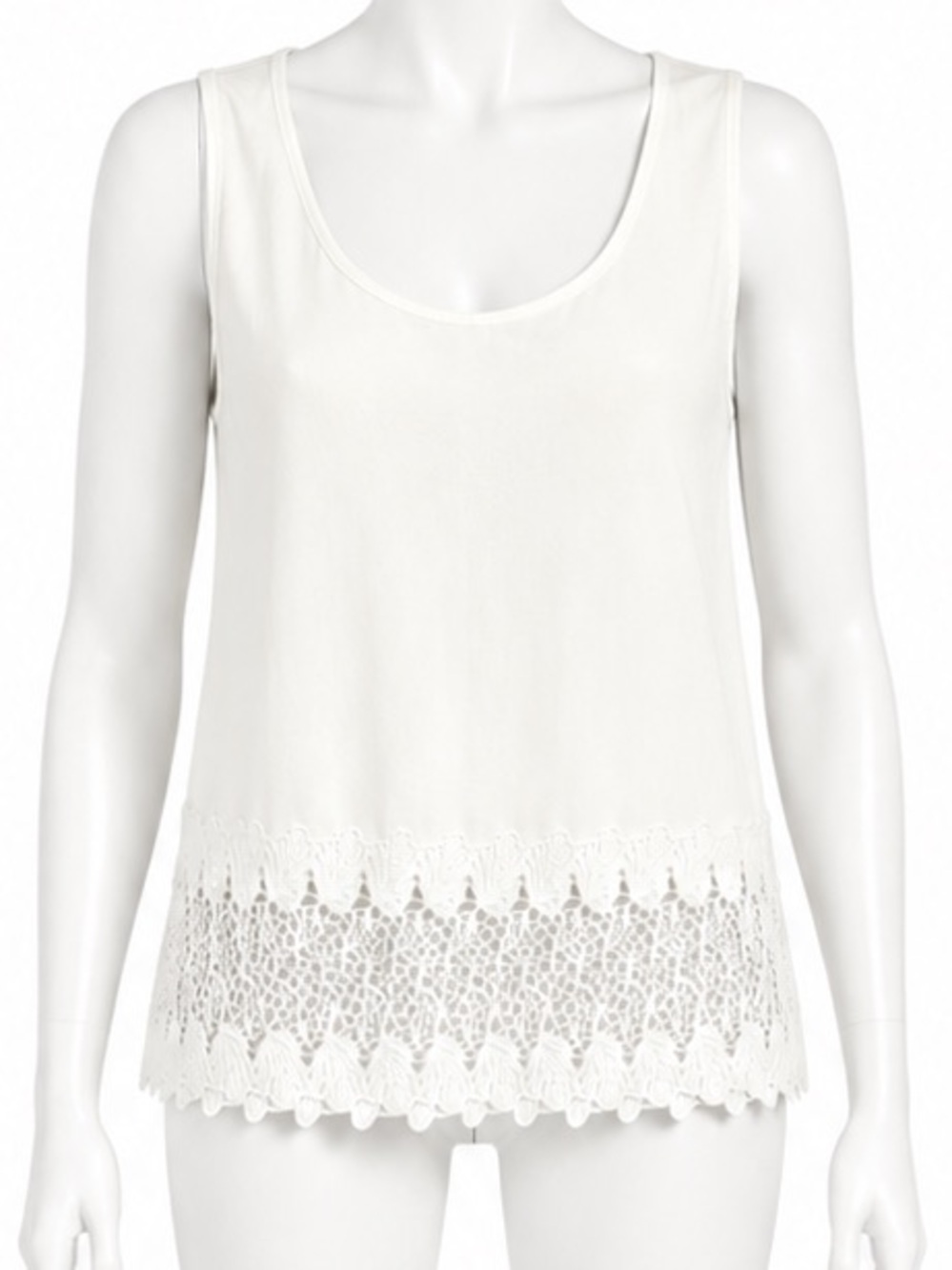 105 Degrees Fahrenheit Cream White Crochet Lace-Hem Tank Top size medium